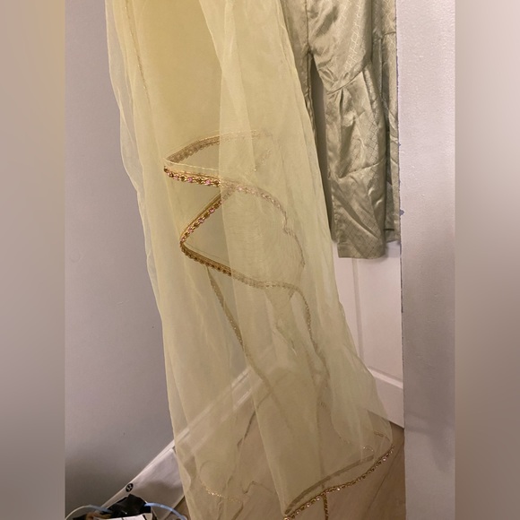 Light green embroidered Pakistani style gharara shalwar kameez - Picture 6 of 7